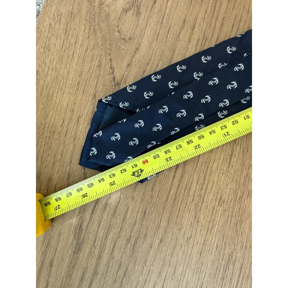 Polo Ralph Lauren Boys Navy Blue Silk Anchor Nautical Necktie Made in Italy